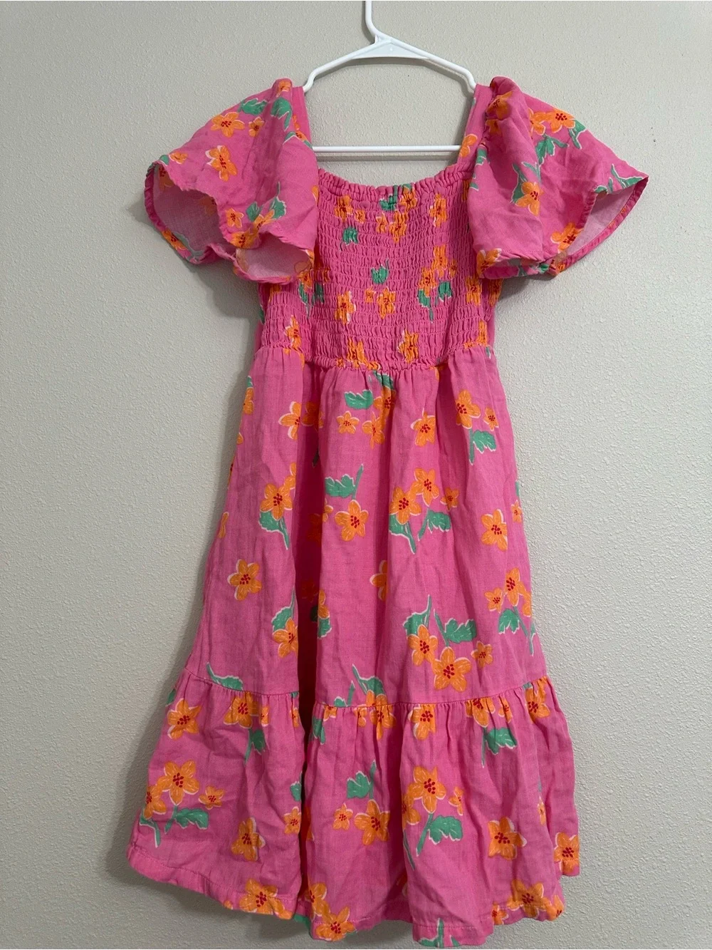Old Navy Pink Floral Flutter-Sleeve Sundress